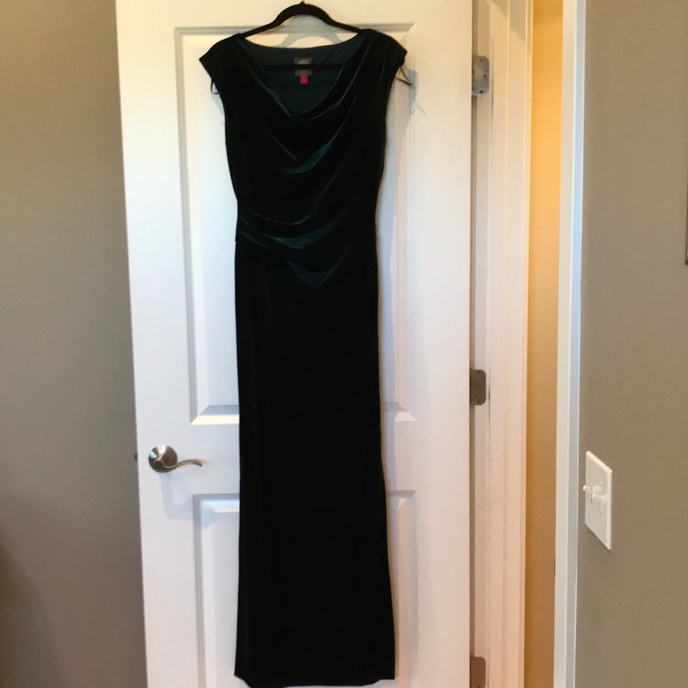 Green velvet formal dress